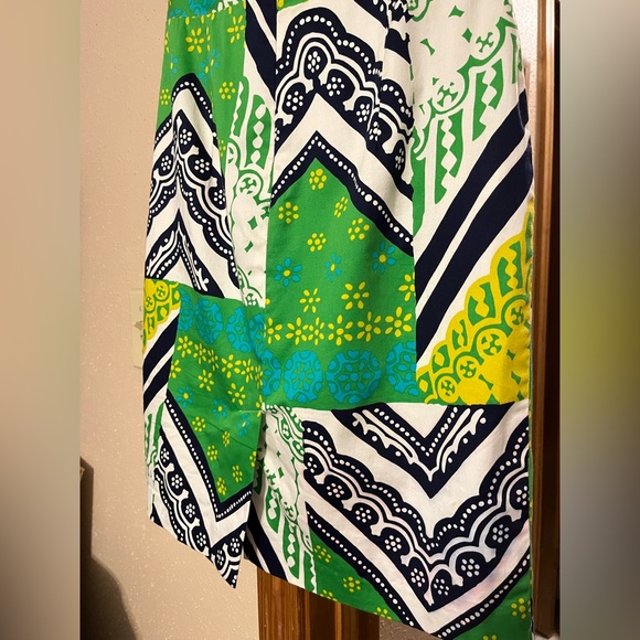 Sz 4 Trina Turk Green & Blue Strapless Sheath Mini Dress Mixed Pattern - Picture 17 of 17